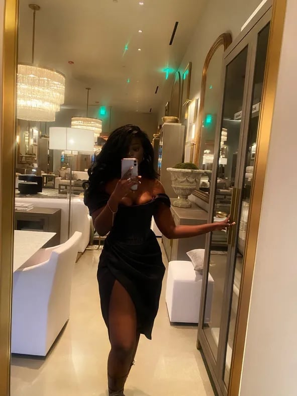 Off-the-Shoulder Corset Dress with High Slit Off-the-Shoulder Corset Dress with High Slit — Classy Birthday Outfits Black Women