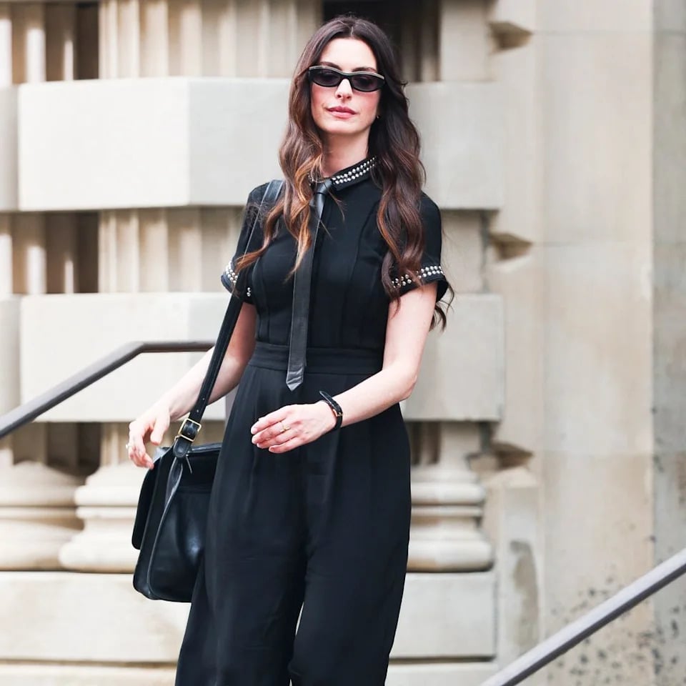 Short-Sleeve Jumpsuit with Studded Collar Detail Short-Sleeve Jumpsuit with Studded Collar Detail — Classy Black Jumpsuit Outfit