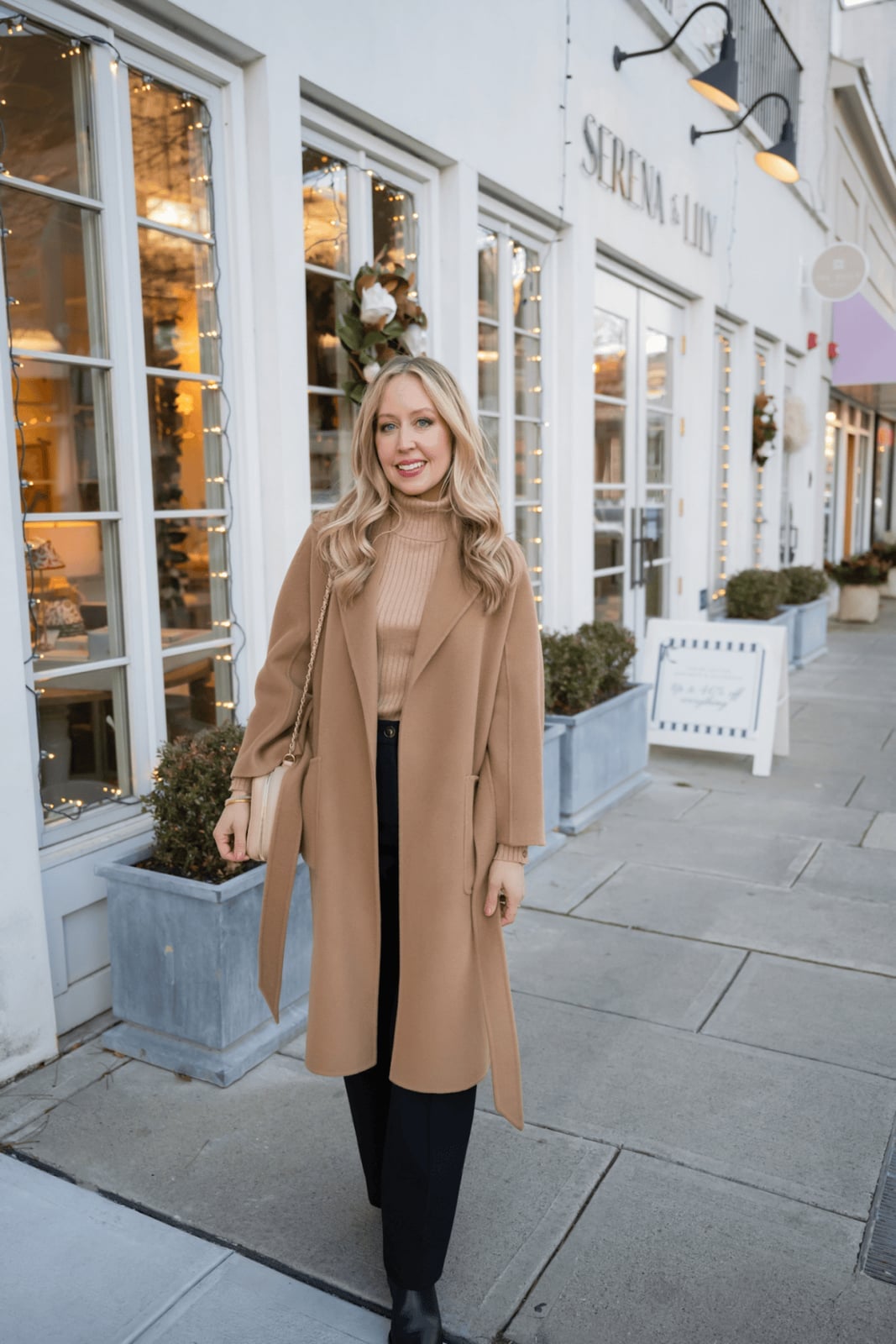 Black Trousers with a Camel Coat and Turtleneck — Classy Black Pants Outfits