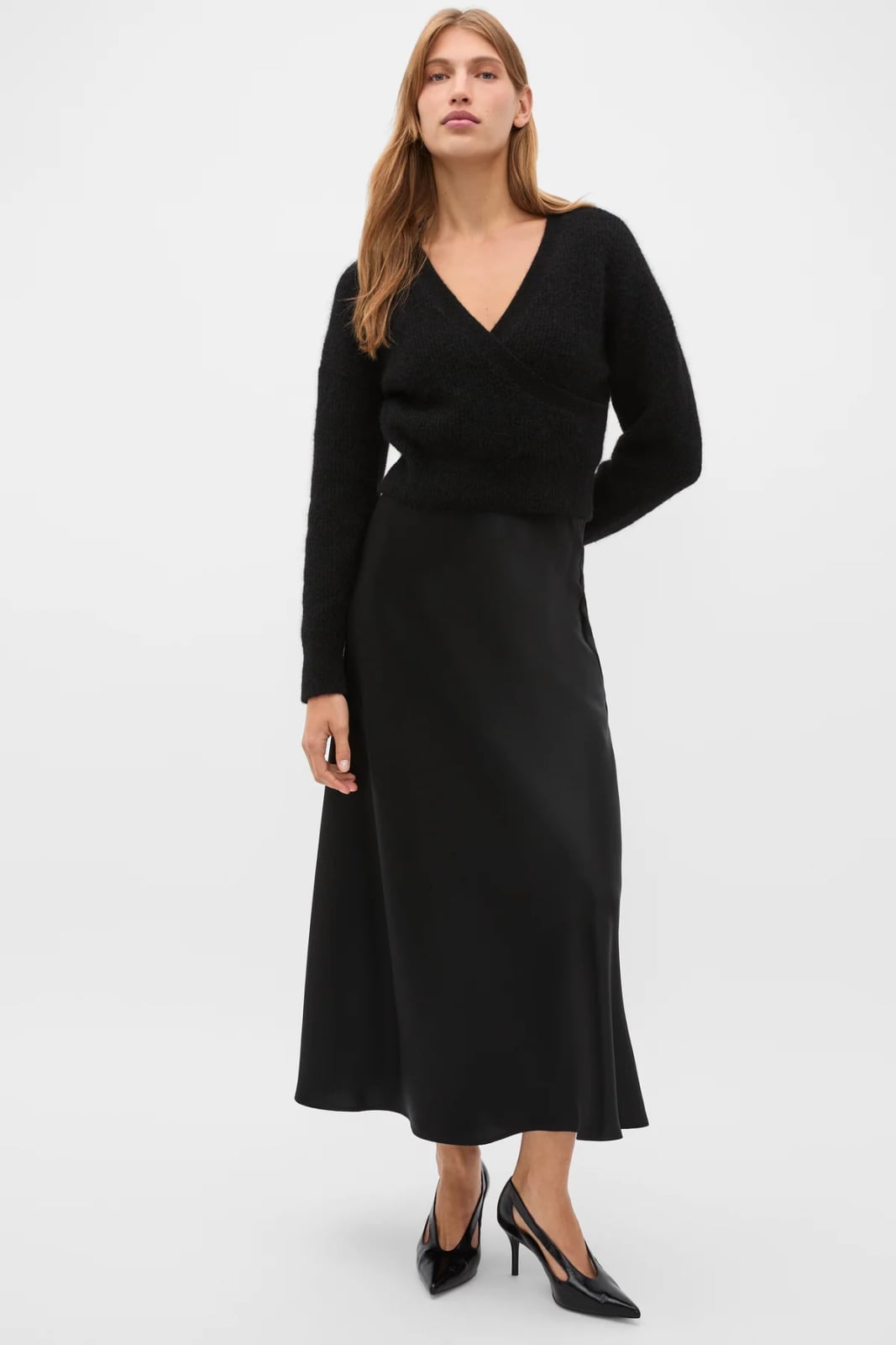 Black Satin Midi Skirt Black Satin Midi Skirt — Classy Black Satin Skirt Outfit
