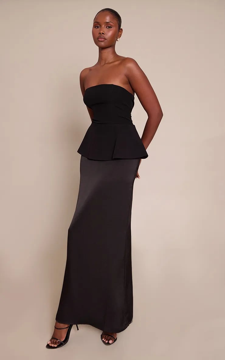 Black Peplum Top And Column Skirt Set Black Peplum Top And Column Skirt Set — Classy Black Tie Outfits