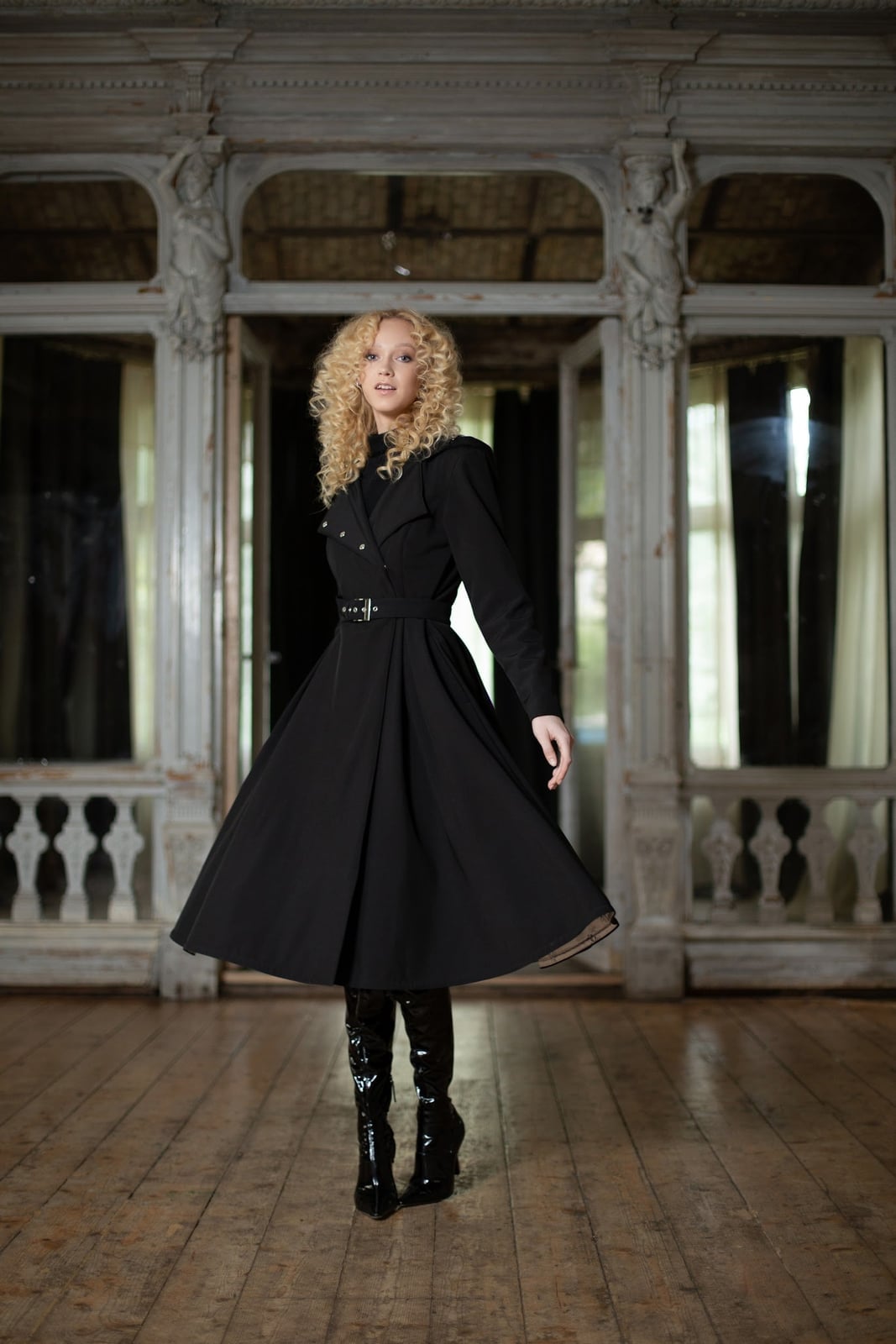 Black Trench Coat With Full Skirt Silhouette Black Trench Coat With Full Skirt Silhouette — Classy Black Trench Coat Outfit