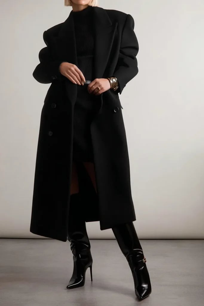 Tailored Black Coat With Dress And Boots Tailored Black Coat With Dress And Boots — Classy Black Trench Coat Outfit