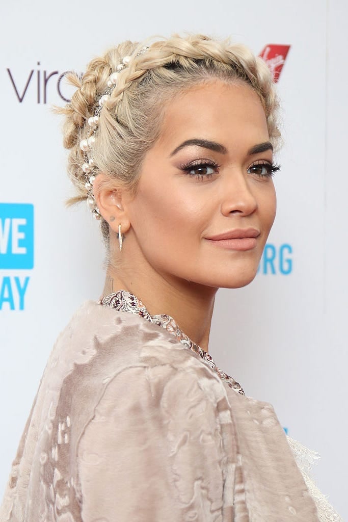 Short Honey Blonde Braided Crown With Pearls — Classy Blonde Braids