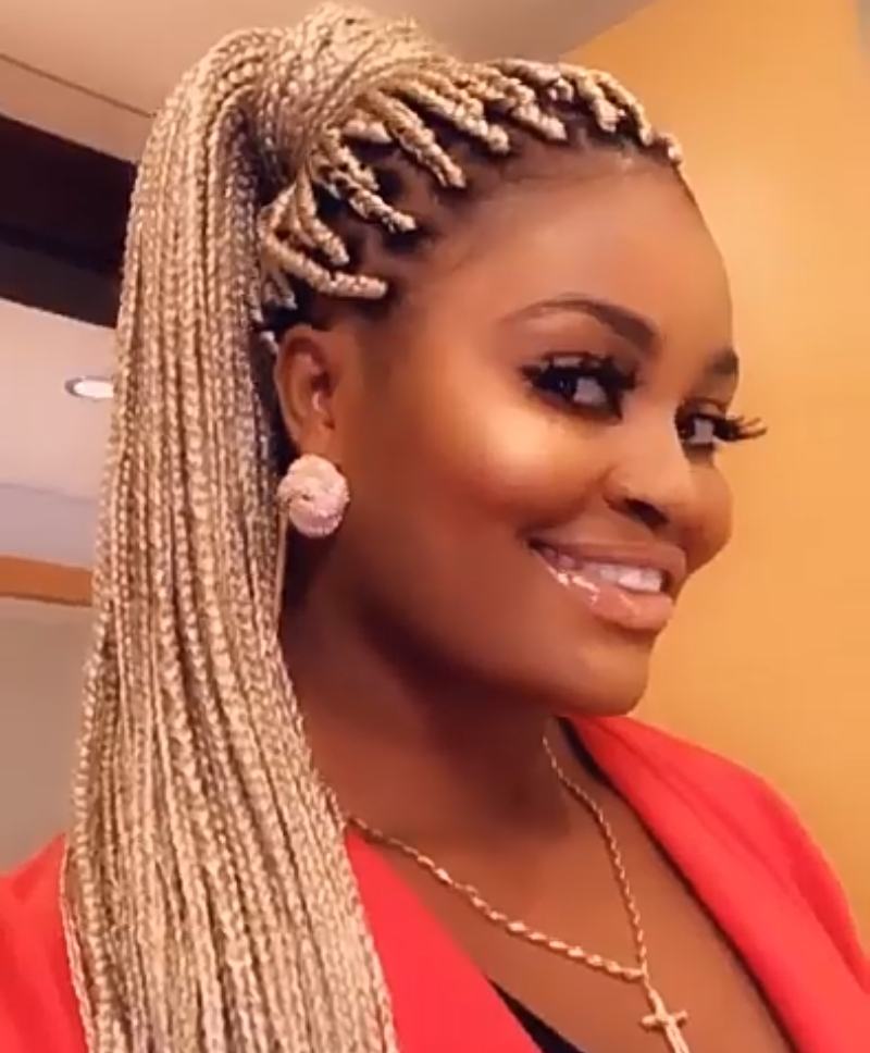 Mid-Back Blonde Box Braids Ponytail — Classy Blonde Braids