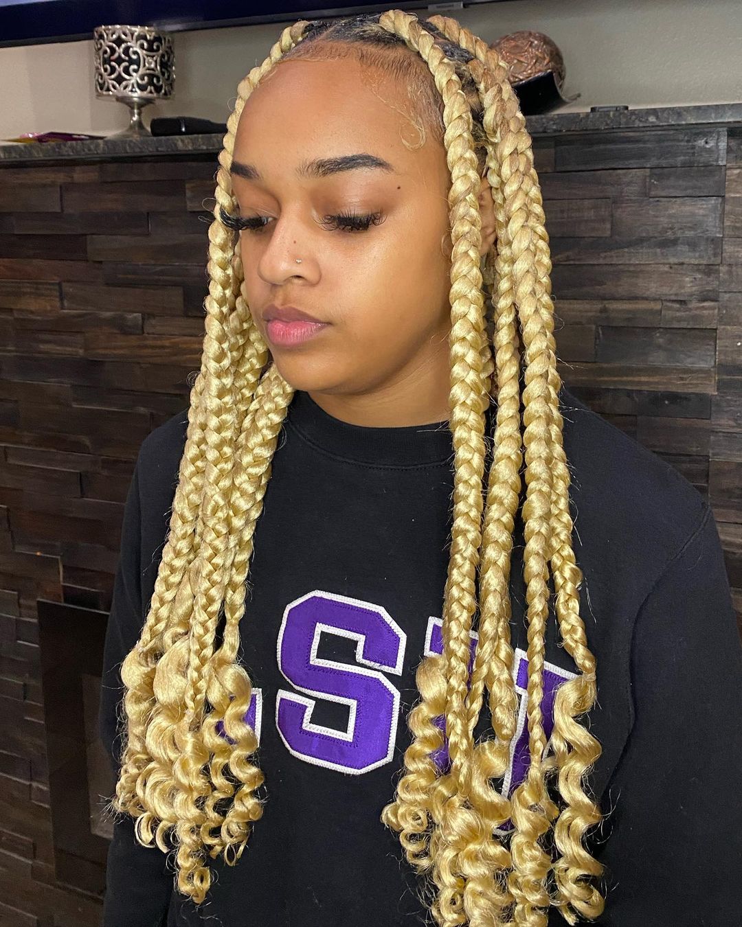 Thick Blonde Box Braids With Curls — Classy Blonde Braids