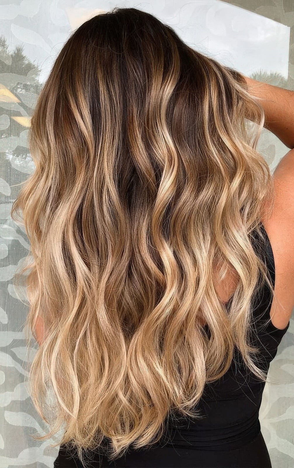 Mid-Back Beachy Waves With Sun-Kissed Highlights Mid-Back Beachy Waves With Sun-Kissed Highlights — Classy Blonde Highlights on Dark Hair