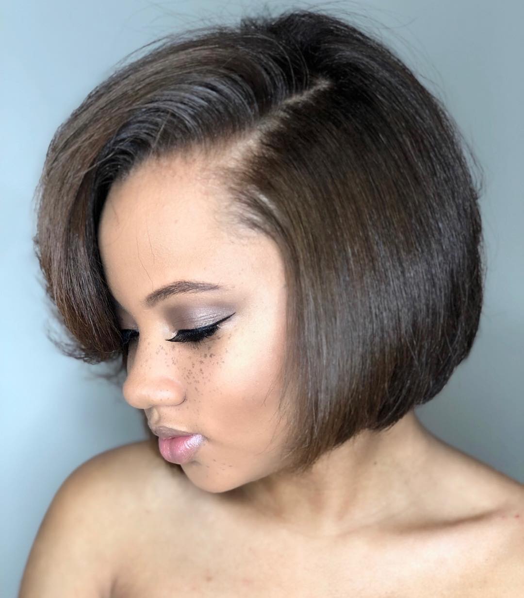 Mid-Back Dark Brown Blowout With Glossy Waves Mid-Back Dark Brown Blowout With Glossy Waves — Classy Blowout Hairstyles Black Women