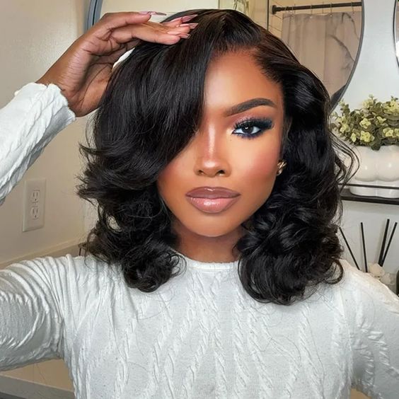 Collarbone Bob With Side Swept Bangs Collarbone Bob With Side Swept Bangs — Classy Blowout Hairstyles Black Women