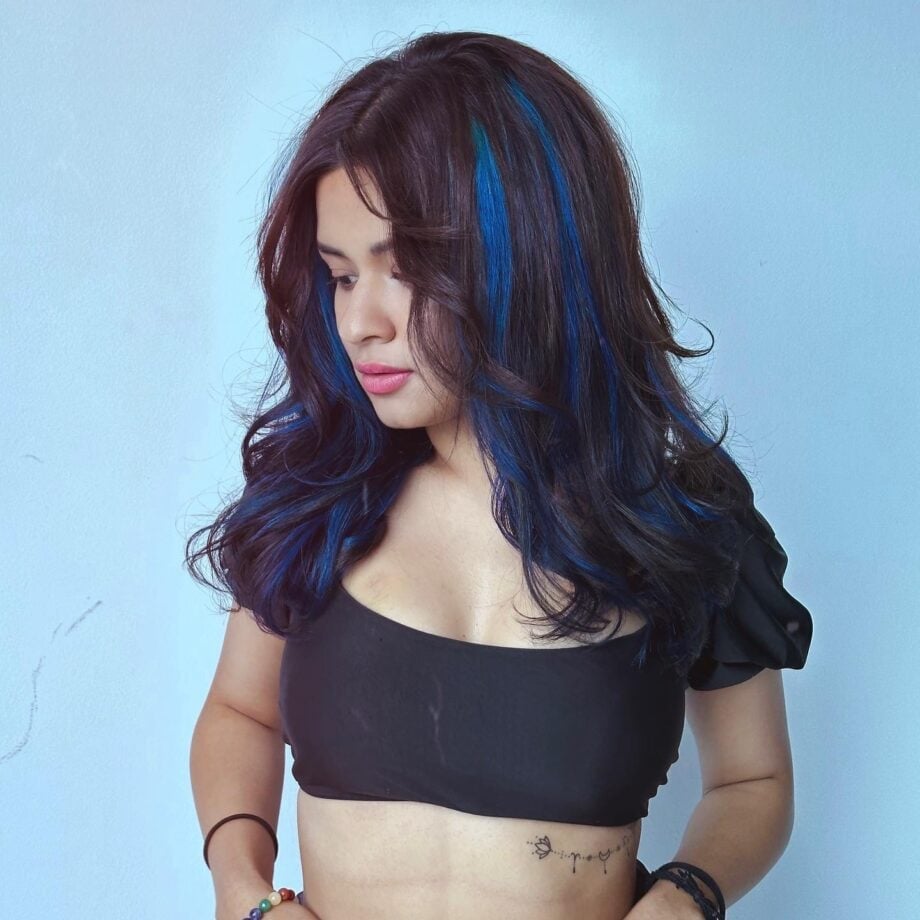 Mid-Back With Electric Blue Streaks — Classy Blue Highlights