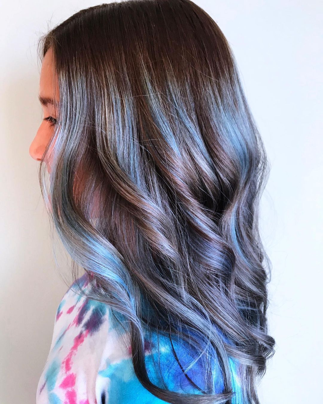 Collarbone Layers With Vibrant Blue — Classy Blue Highlights