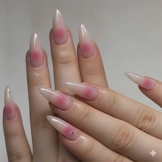 Glossy Blush Effect Short Oval Nails, Sheer Pink Glossy Blush Effect Short Oval Nails, Sheer Pink — Classy Blush Nails