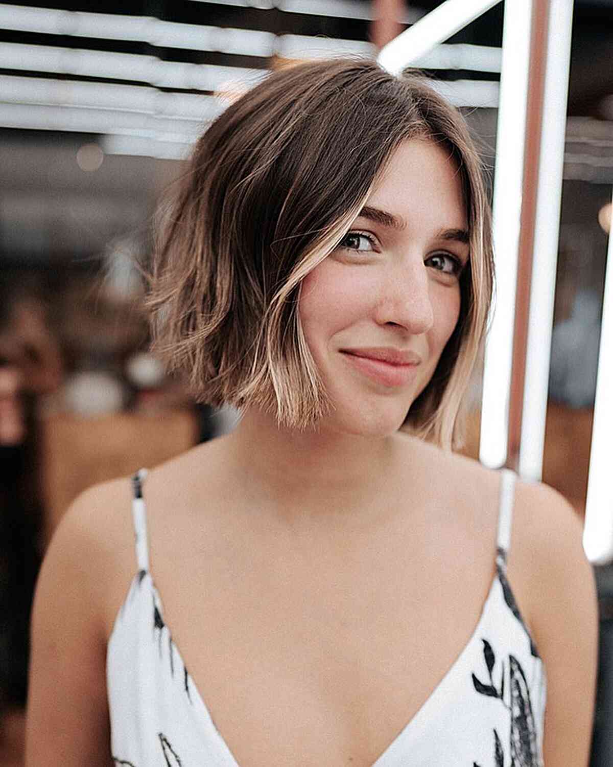Textured Bob With Wispy Face-Framing Bangs Textured Bob With Wispy Face-Framing Bangs — Classy Bob for Fine Hair