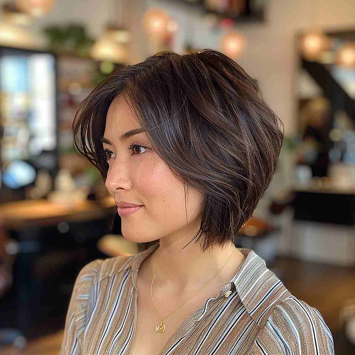 Collarbone Layered Bob Soft Waves Collarbone Layered Bob Soft Waves — Classy Bob for Fine Hair
