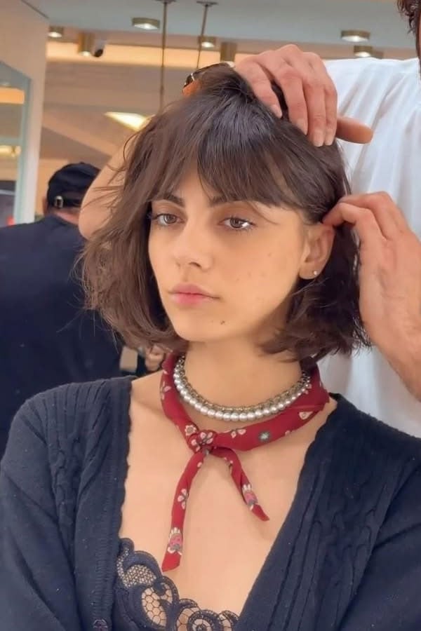 Dark Brown Bob With Tousled Bangs Dark Brown Bob With Tousled Bangs — Classy Bob for Fine Hair