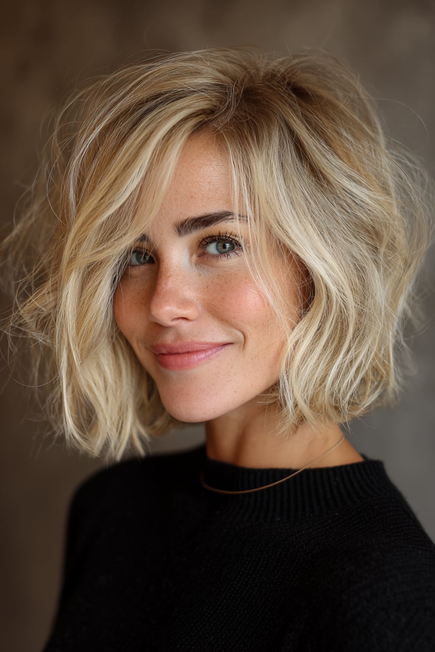 Glossy Chin Bob Honey Blonde Glossy Chin Bob Honey Blonde — Classy Bob for Fine Hair