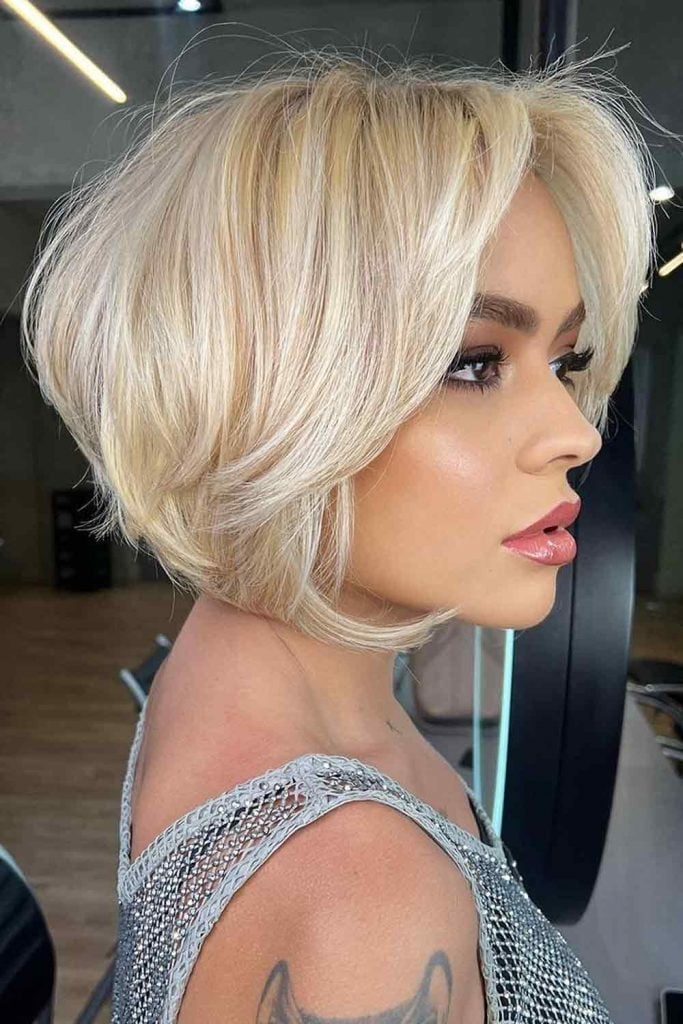 Ear Length Bob With Side Swept Bangs Ear Length Bob With Side Swept Bangs — Classy Bob for Fine Hair