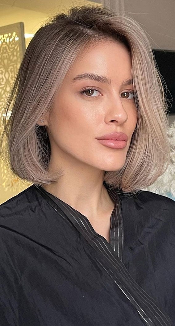 Mushroom Brown Bob With Subtle Highlights — Classy Bob Hair