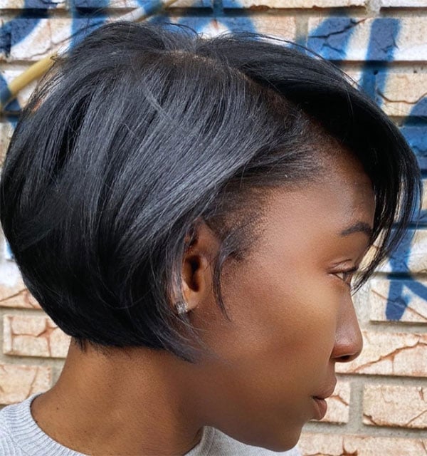 Sleek Black Rounded Bob Ear Length Sleek Black Rounded Bob Ear Length — Classy Bob Haircuts