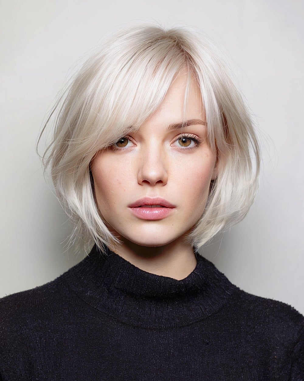Chin Length Bob With Curtain Bangs — Classy Bob Haircuts for Fine Hair