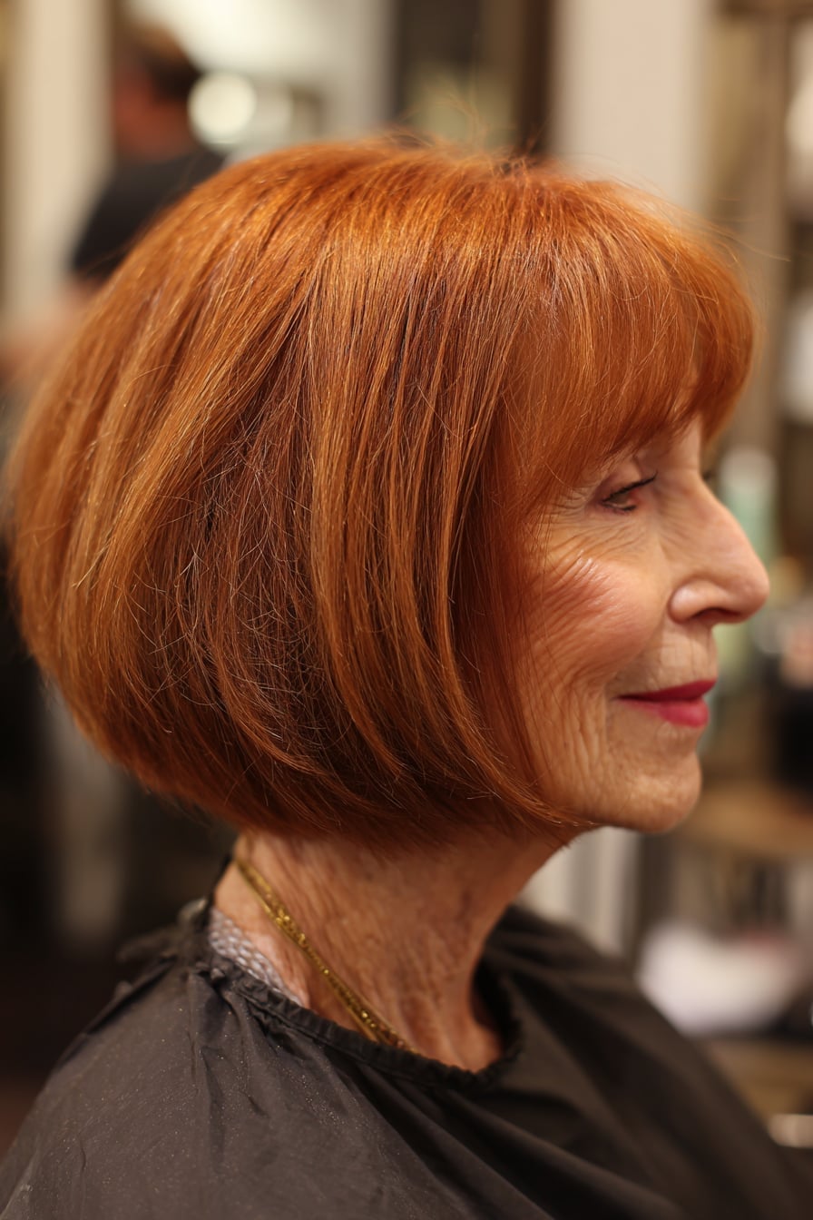 Chin Bob In Copper Red — Classy Bob Haircuts for Fine Hair