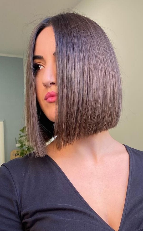 Angled Bob In Deep Brown — Classy Bob Haircuts for Fine Hair