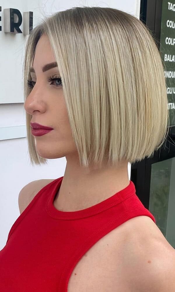 Sleek Platinum Blonde Blunt Bob — Classy Bob Haircuts for Fine Hair