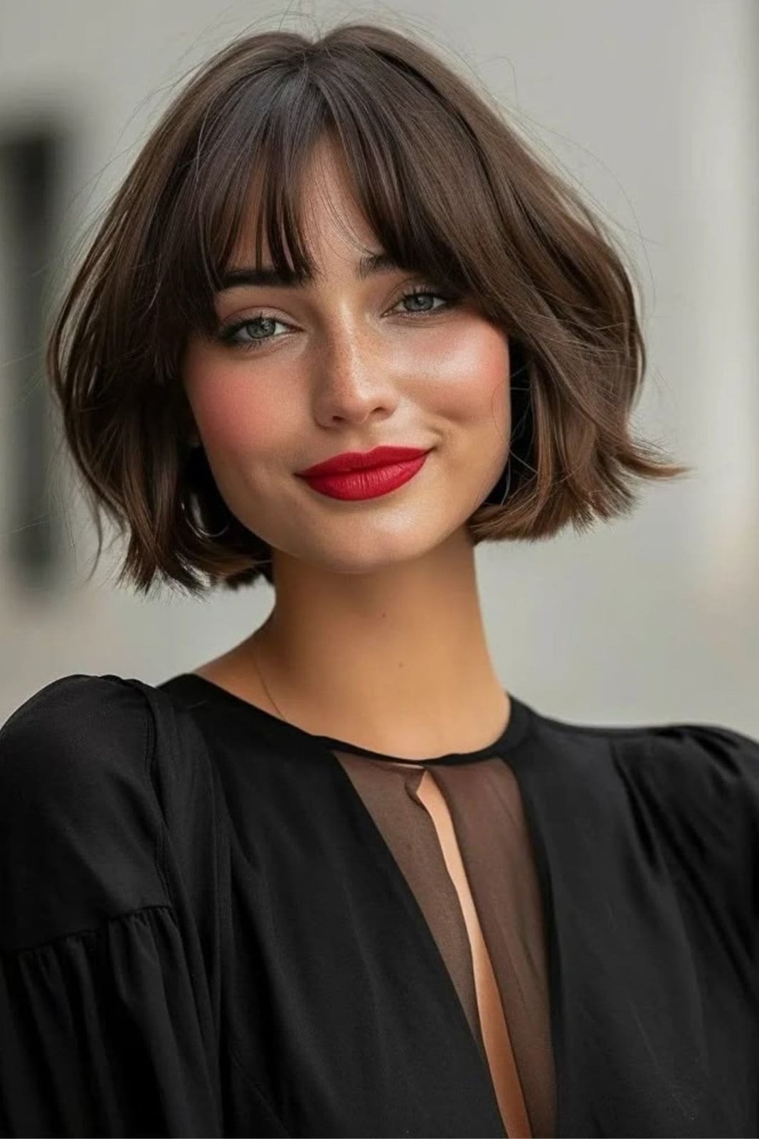 French Bob With Blunt Full Bangs French Bob With Blunt Full Bangs — Classy Bob Haircuts with Bangs
