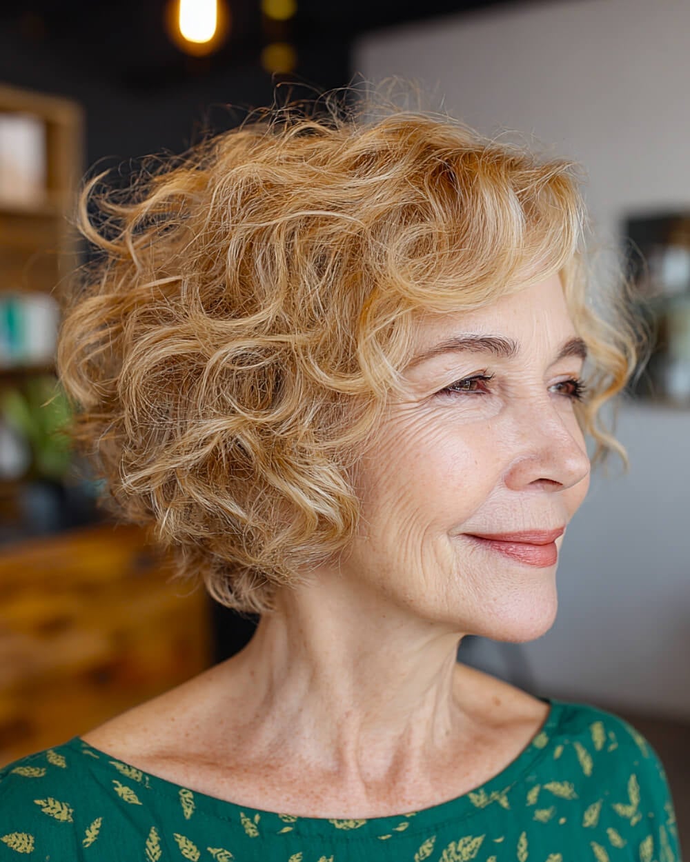 Chin Length Blonde Bob With Grey Blend Chin Length Blonde Bob With Grey Blend — Classy Bob with Curls