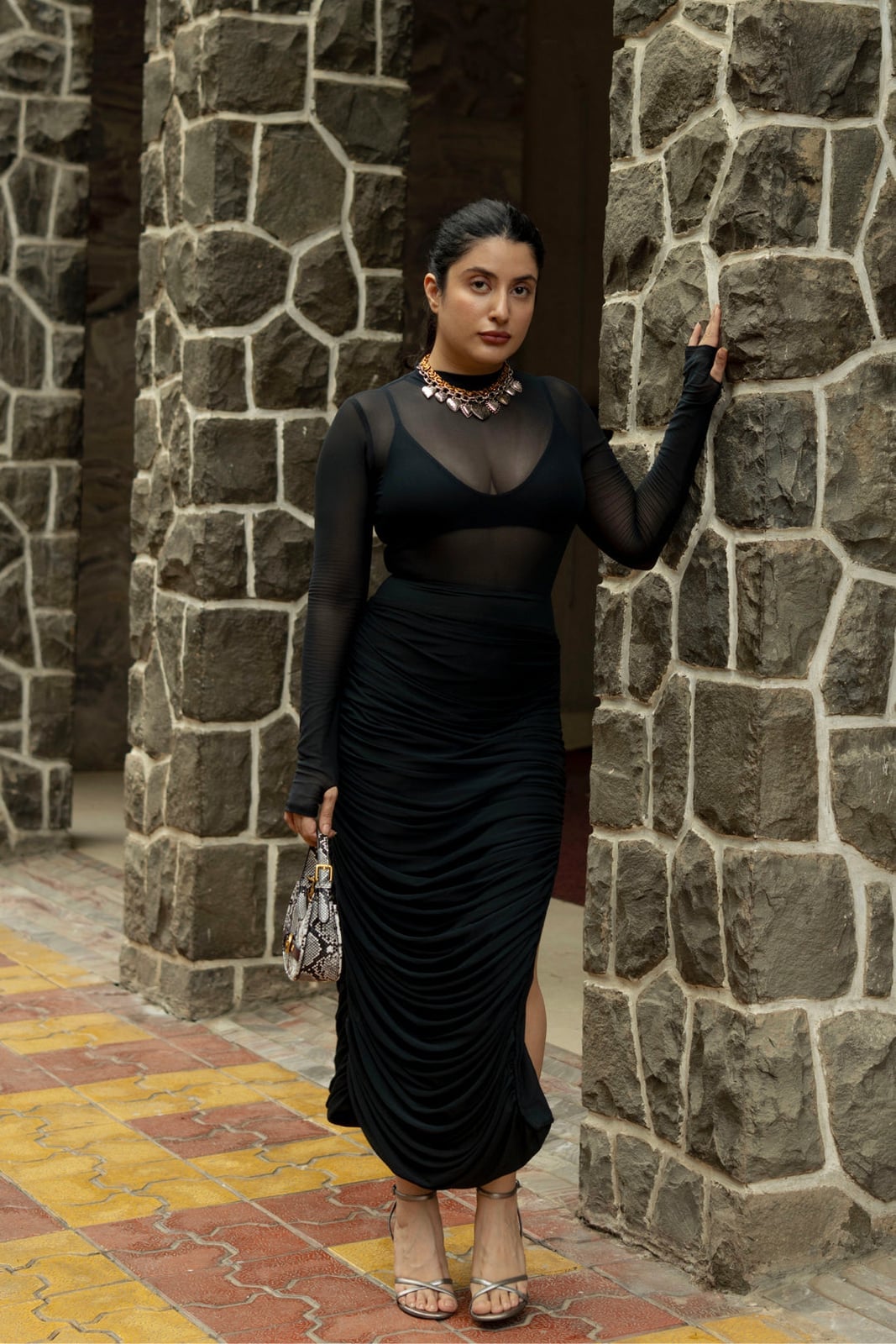 Sheer Black Mesh Top With Ruched Skirt Sheer Black Mesh Top With Ruched Skirt — Classy Bodysuit Outfits