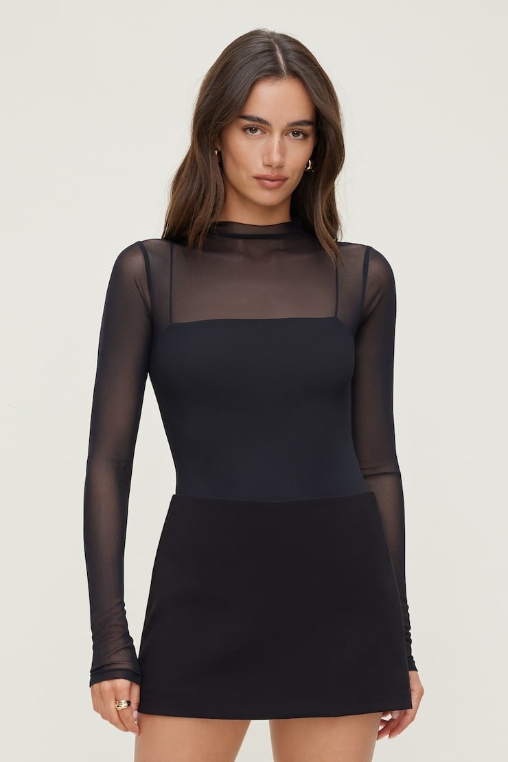 Purple Lace Cami Bodysuit With A Line Skirt Purple Lace Cami Bodysuit With A Line Skirt — Classy Bodysuit Outfits