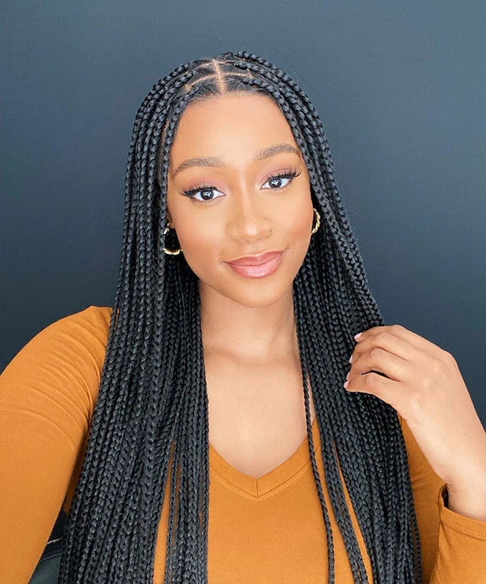 Neat Mid-Back Straight Knotless Braids — Classy Boho Knotless Braids