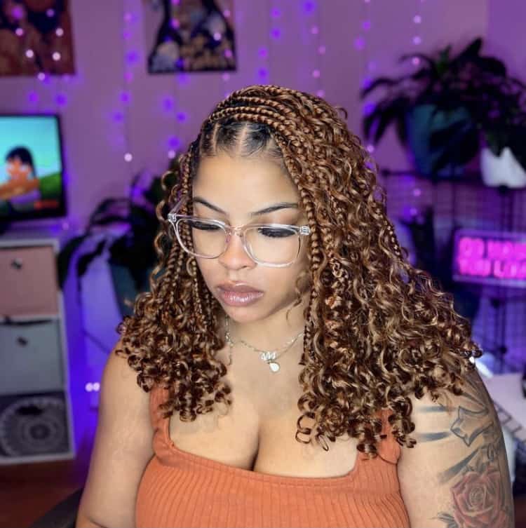 Shoulder Length Brown Highlights Braids — Classy Boho Knotless Braids