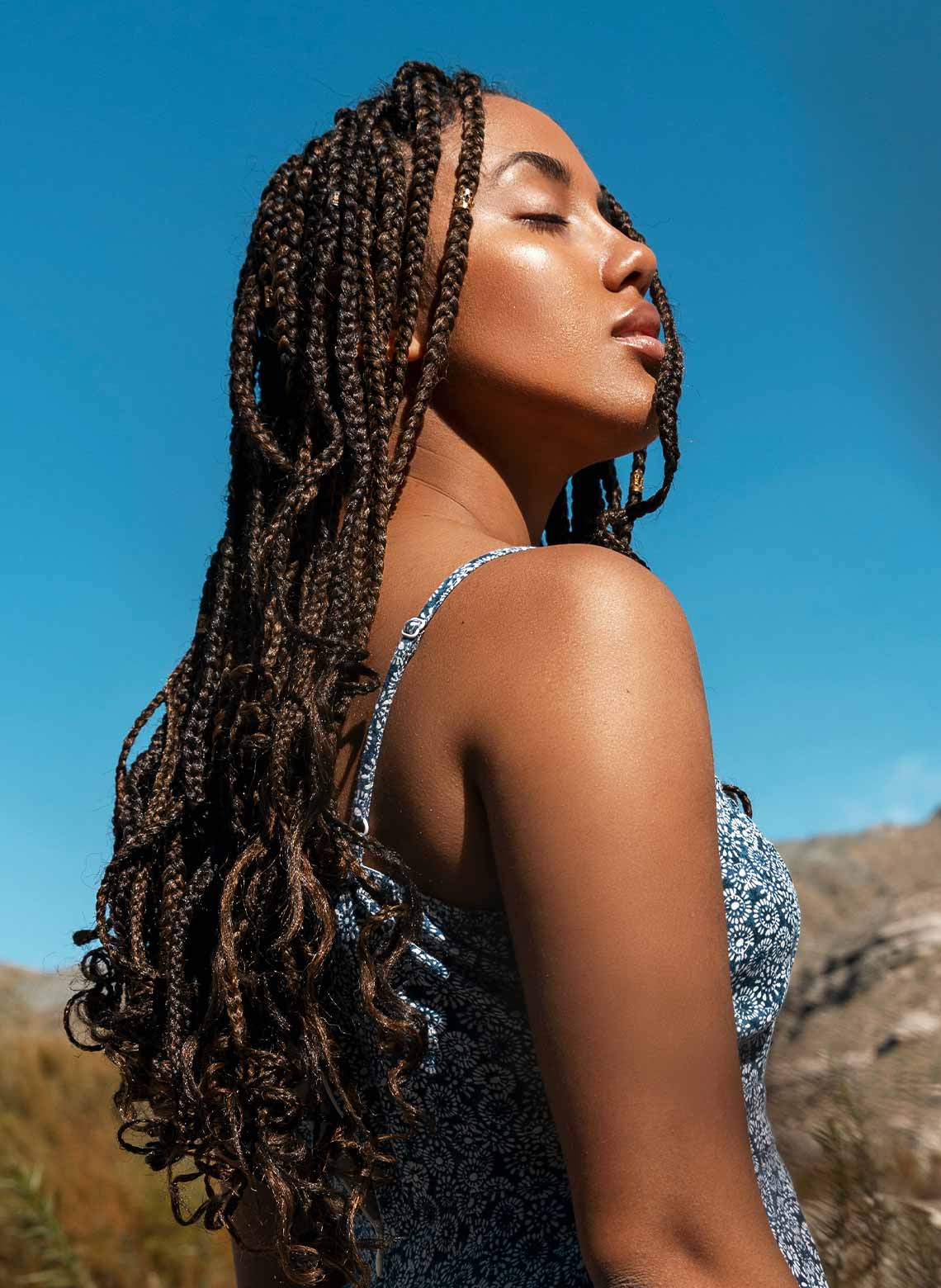 Loose Mid-Back Knotless Braids With Beads — Classy Boho Knotless Braids