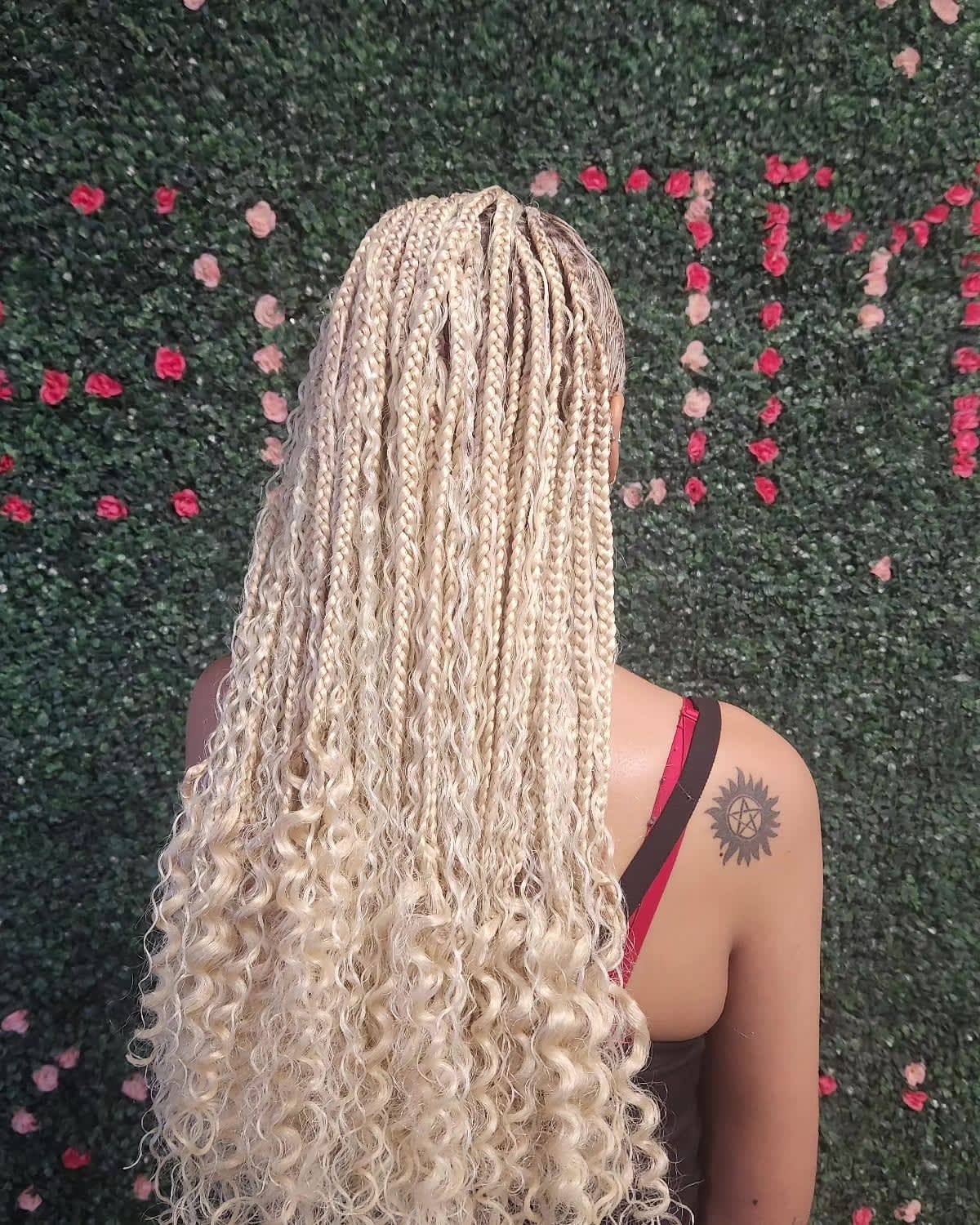 Long Blonde Knotless Braids With Curls — Classy Boho Knotless Braids
