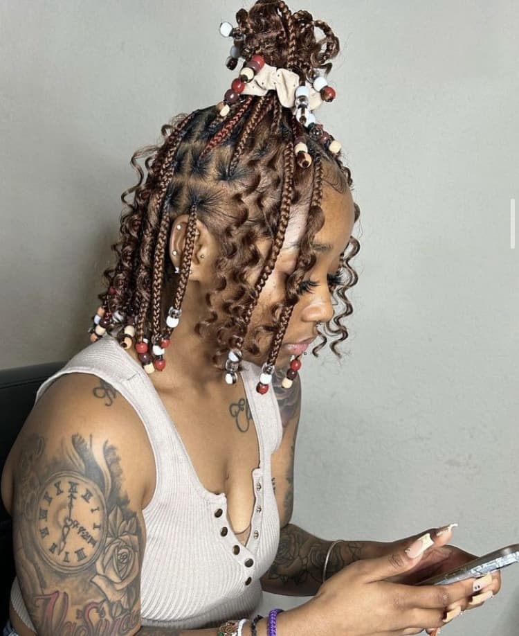 Collarbone Knotless Braids With Beads — Classy Boho Knotless Braids