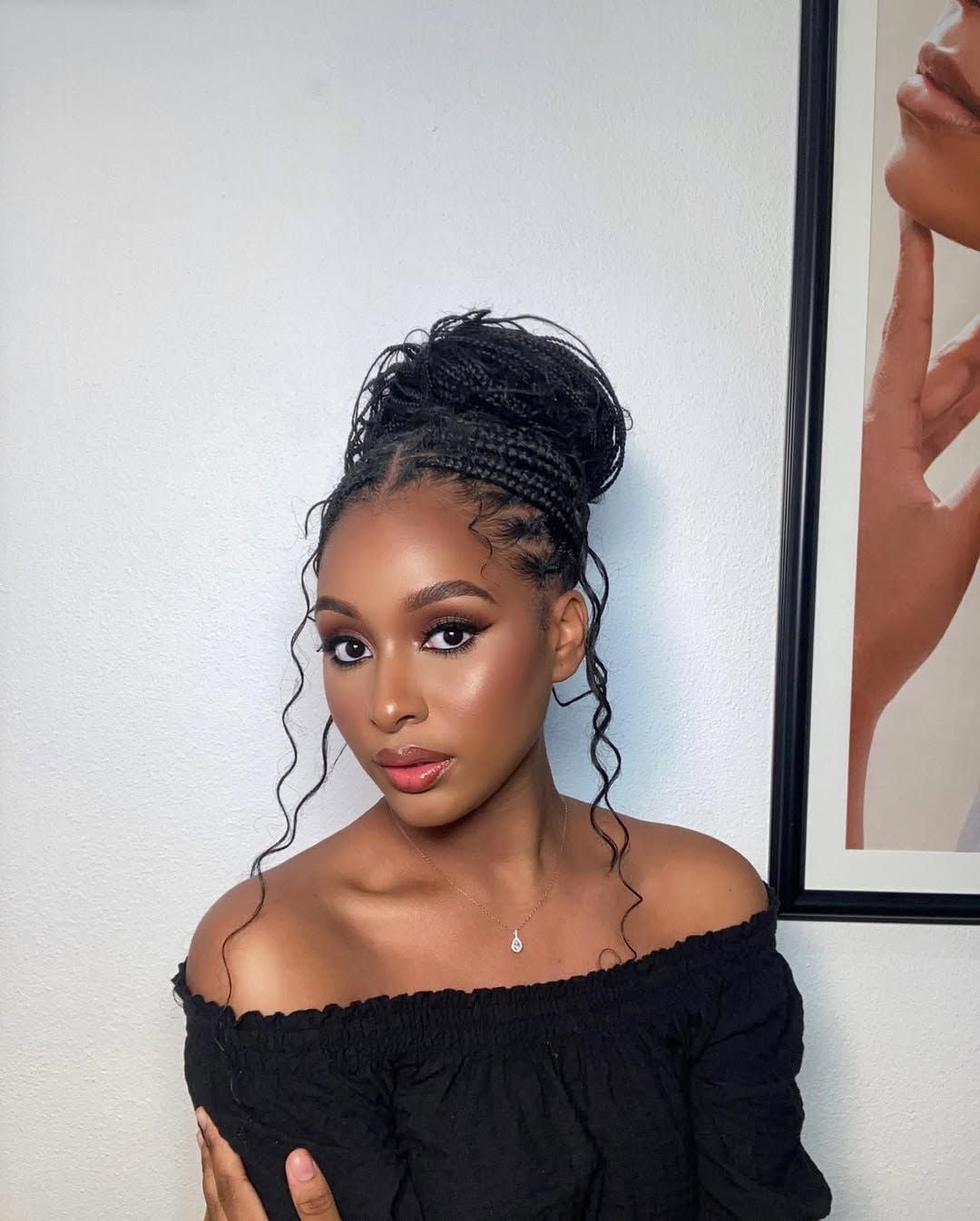 High Bun With Loose Tendrils — Classy Boho Knotless Braids