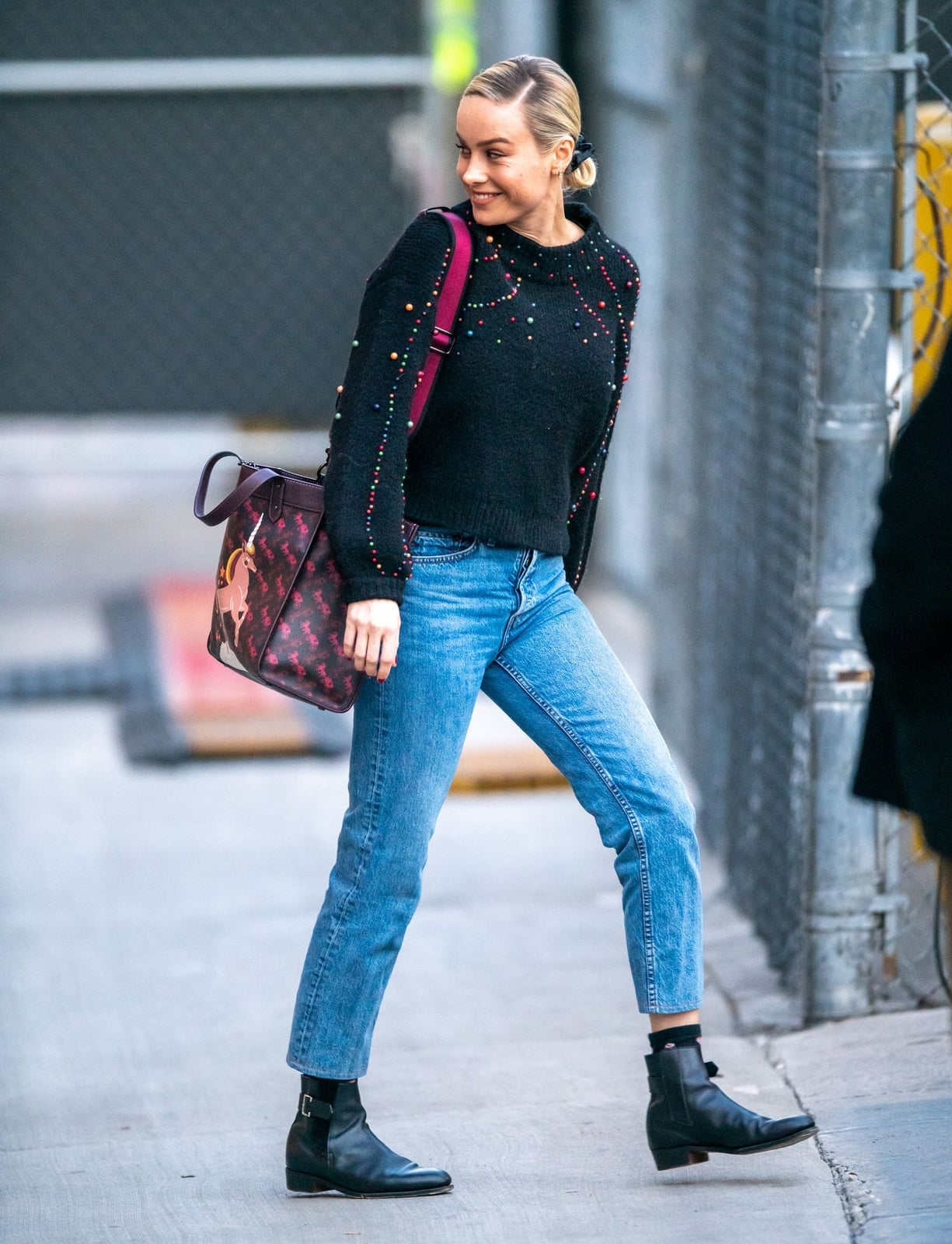 Straight Leg Jeans with an Embellished Sweater and Leather Ankle Boots — Classy Boots Outfit Jeans