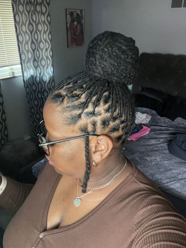 Mid-Back Locs High Bun With Loose Face-Framing Mid-Back Locs High Bun With Loose Face-Framing — Classy Braids Locs