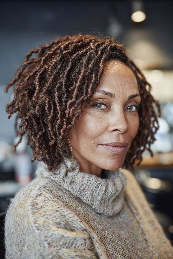Shoulder-Length Sister Locs With Side Part Shoulder-Length Sister Locs With Side Part — Classy Braids Locs