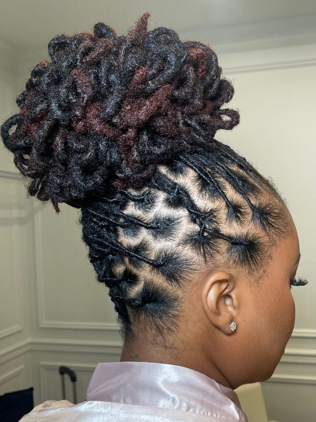 Locs Updo With Geometric Braided Sections Locs Updo With Geometric Braided Sections — Classy Braids Locs