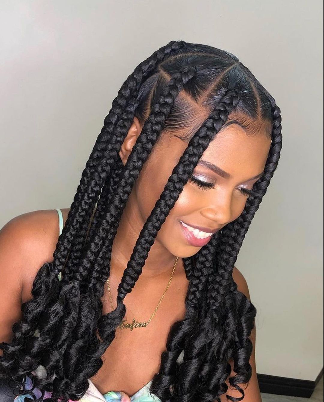 Long Chunky Black Braids With Curls Long Chunky Black Braids With Curls — Classy Braids Styles