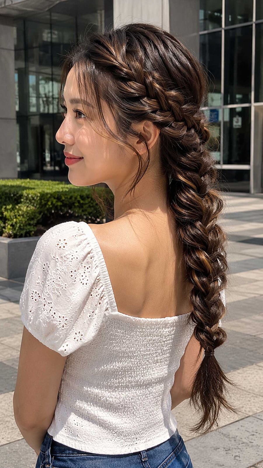 Textured Fishtail Braid With Wispy Bangs Textured Fishtail Braid With Wispy Bangs — Classy Braids Styles