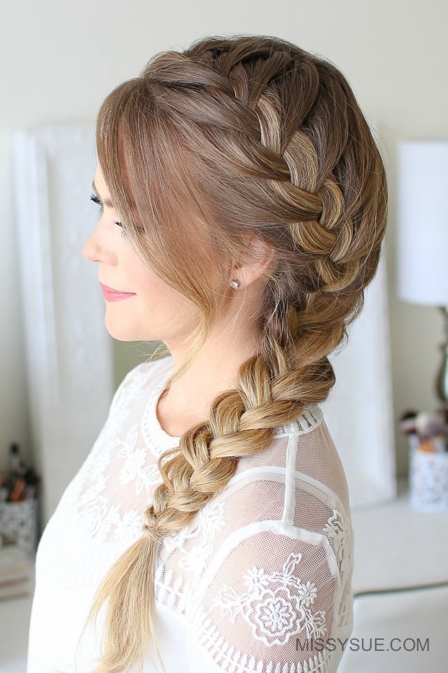 Honey Blonde French Braid Over Shoulder — Classy Braids to the Side