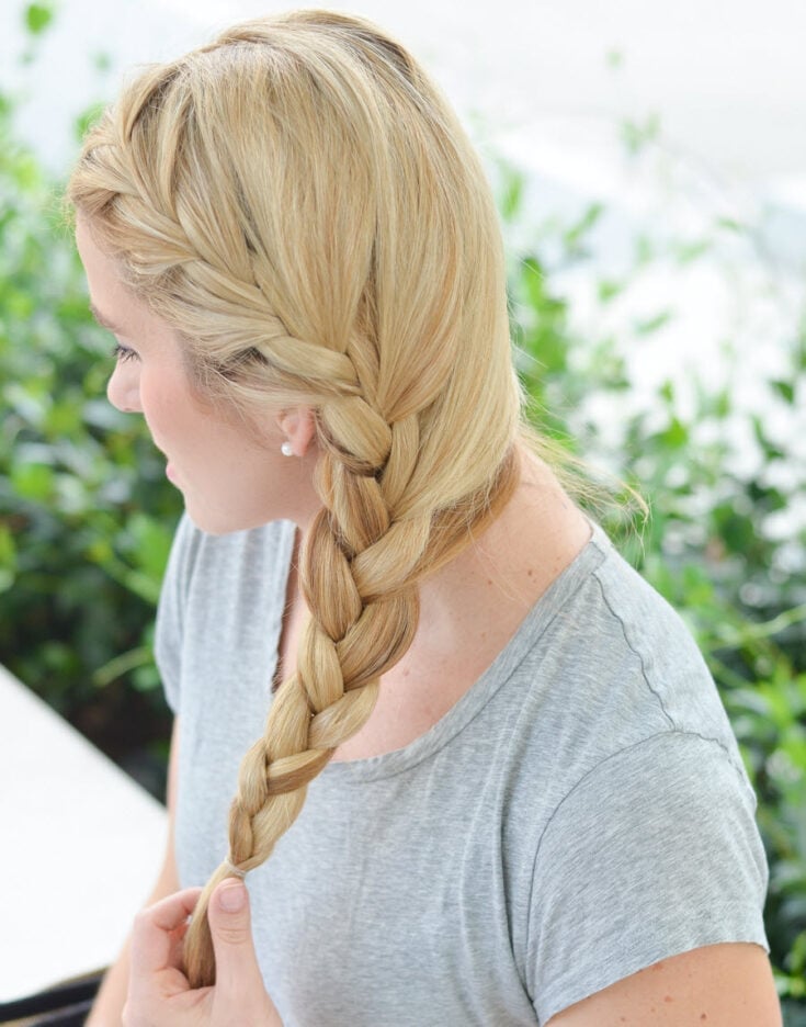 DIY Dutch Braid on Wavy Blonde Hair — Classy Braids to the Side