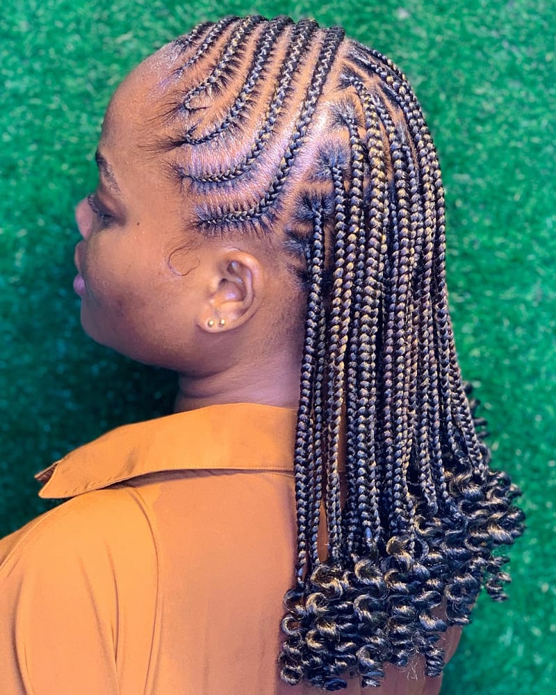 Coily Black Cornrows Down the Back — Classy Braids to the Side