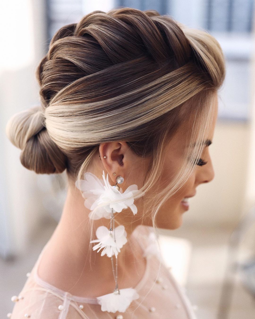Dark Blonde Braided Bun With Wispy Bangs Dark Blonde Braided Bun With Wispy Bangs — Classy Bridal Bun