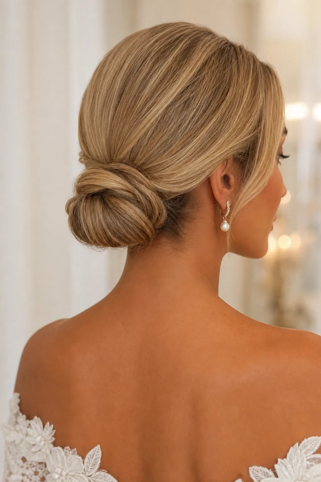 Blonde Twisted Low Bun Blonde Twisted Low Bun — Classy Bridal Bun