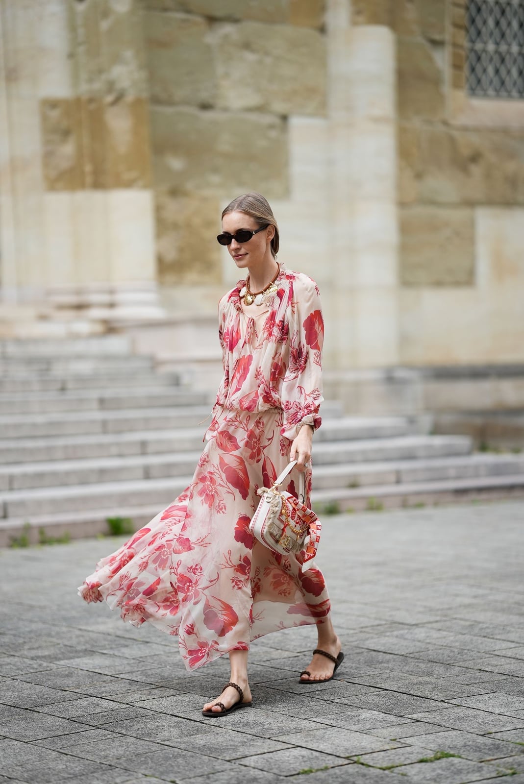 Cream Floral Print Long Sleeve Midi Dress Cream Floral Print Long Sleeve Midi Dress — Classy Bridal Shower Outfits for Guest