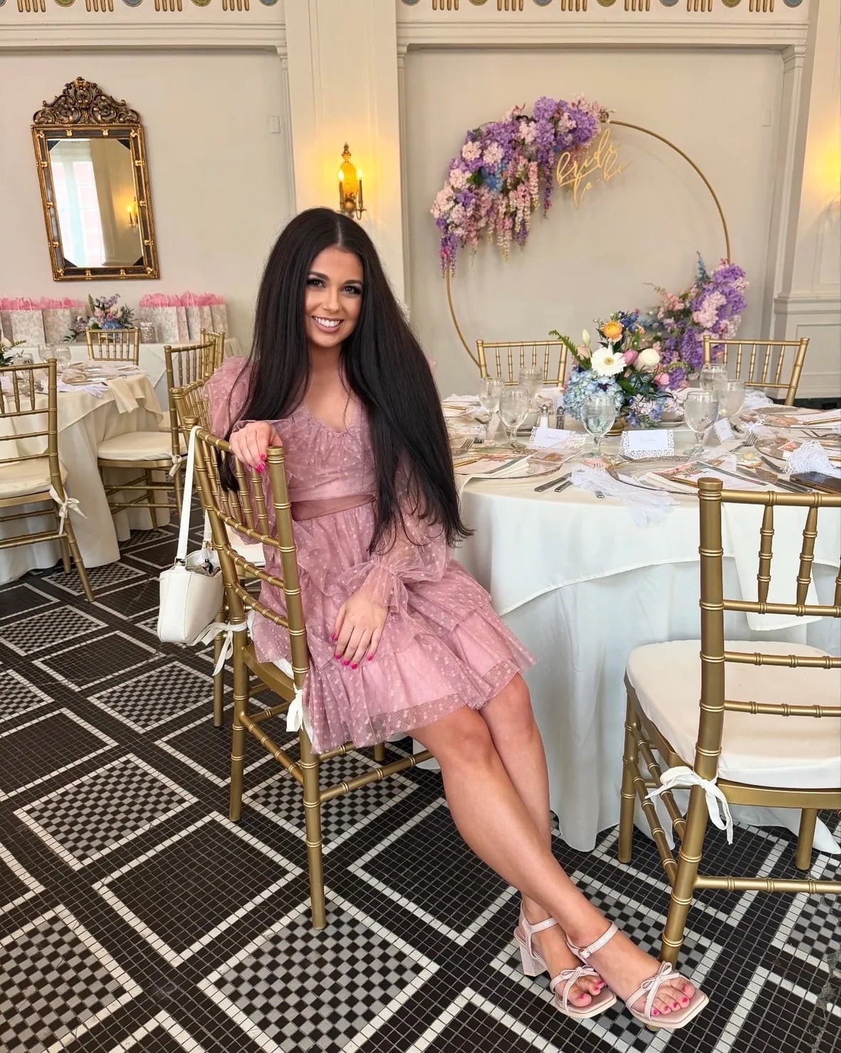 Dusty Rose Pink Ruffled Mini Dress Dusty Rose Pink Ruffled Mini Dress — Classy Bridal Shower Outfits for Guest